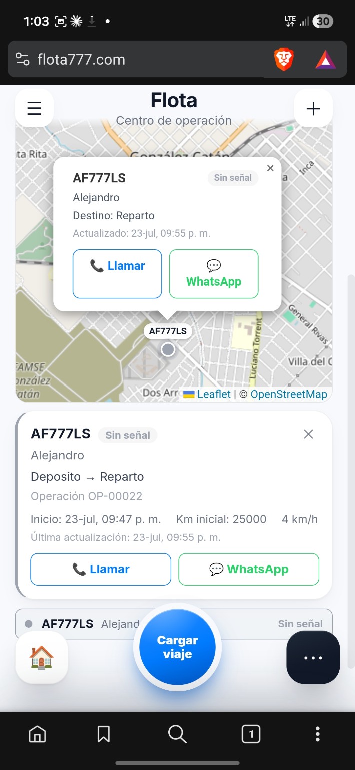 Mapa operativo de Flota